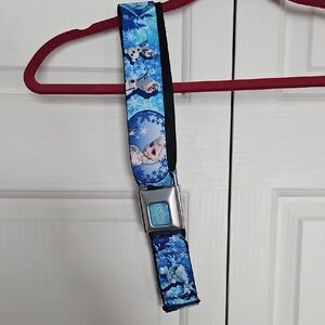 Frozen Elsa & Olaf Seatbelt Style Belt - Blue Snowflake Print